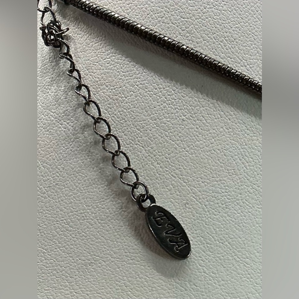 EVA GUNMETAL BROWN CABOCHON STATEMENT NECKLACE HEAVYWEIGHT - Picture 3 of 3